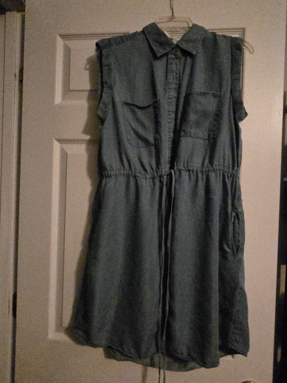 Style & Co. Petite Chambray Button-Front Shirt Dress in Light Blue